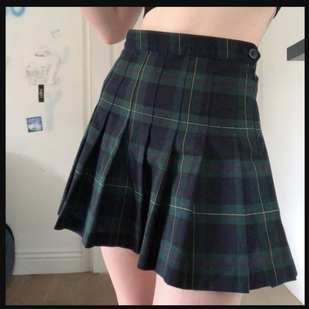 american apparel plaid green tennis skirt